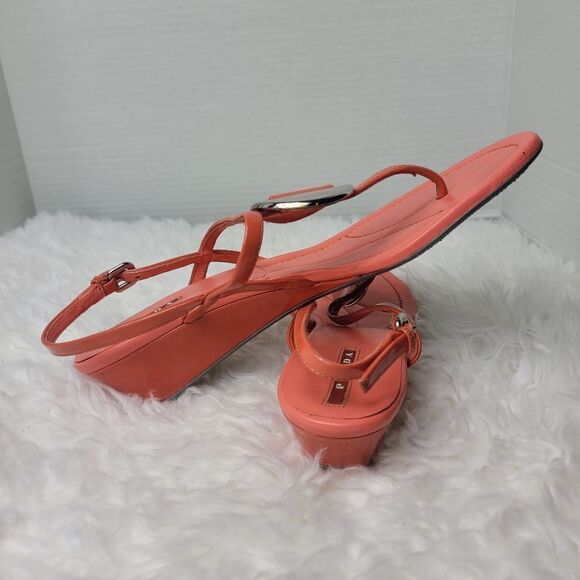 Prada Sport Womens T-Strap Sandals  Size 8.5 Patent Leather Low Wedge Slingback - Picture 5 of 11